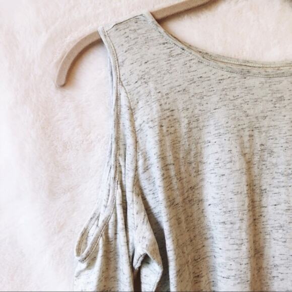LOFT Light Grey Cold Shoulder Bell Sleeve Top - Picture 7 of 8